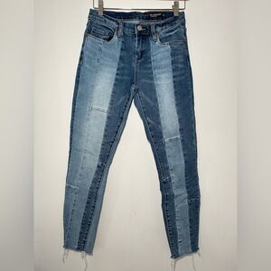 Blank NYC Blue Skinny Jeans with Color-Block Design